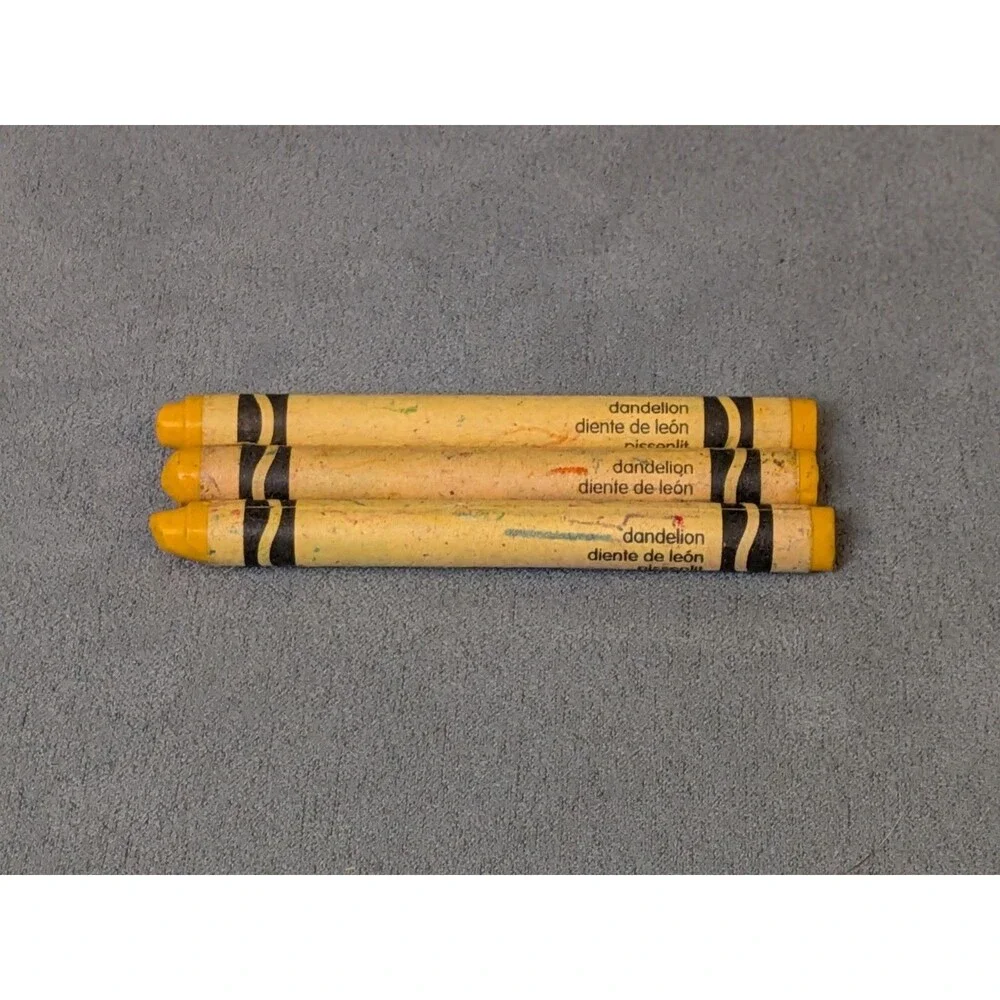 Crayola Dandelion Yellow Crayon, Yellow Color Crayon Lot Three 3 Retired